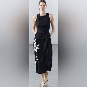 Zara ZW Collection Black Floral embroidery Dress. Originally bought in Spain.